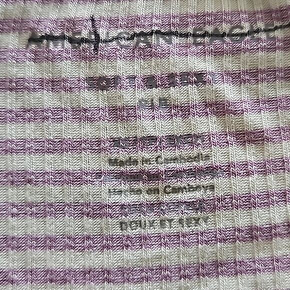 American Eagle Striped Tank Top XS Ruffle Hem Spaghetti Strap Summer Casual - Picture 6 of 6